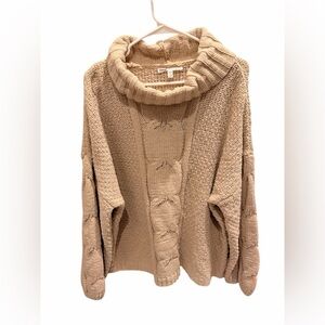 Seven7 Beige Cable Knit Sweater Cowl Neck Women's Size XXL